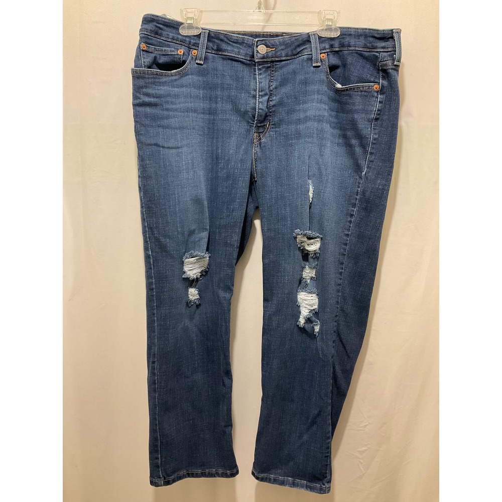 Levis Boyfriend Jeans 20W Womens Blue Distressed Ripped‎ Denim Plus Size